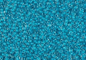 11/0 Matsuno Japanese Seed Beads - Teal Lined Crystal #219
