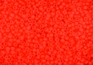 11/0 Matsuno Japanese Seed Beads - Milky Neon Coral Frosted #F206
