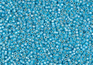 11/0 Matsuno Japanese Seed Beads - Frosted Aqua Rainbow Silver Lined #F631