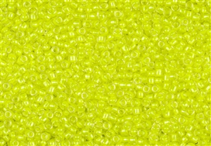 15/0 Matsuno Japanese Seed Beads -  Luminous Neon Yellow Lined Crystal #206C