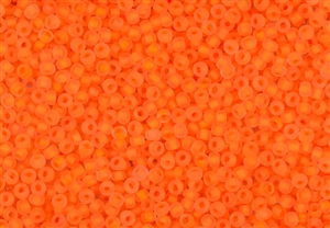 15/0 Matsuno Japanese Seed Beads - Milky Neon Orange Frosted #F205