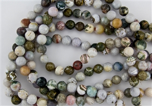 10mm Natural Ocean Jasper Gemstone Faceted Round Beads