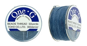 TOHO One-G Nylon Beading Thread 50 Yard Spool Bobbin Size B - BLUE