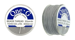 TOHO One-G Nylon Beading Thread 50 Yard Spool Bobbin Size B - LT GREY