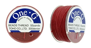 TOHO One-G Nylon Beading Thread 50 Yard Spool Bobbin Size B - RED