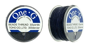 TOHO One-G Nylon Beading Thread 50 Yard Spool Bobbin Size B - NAVY BLUE