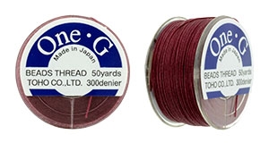 TOHO One-G Nylon Beading Thread 50 Yard Spool Bobbin Size B - BURGUNDY