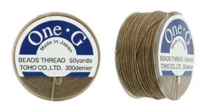 TOHO One-G Nylon Beading Thread 50 Yard Spool Bobbin Size B - SAND ASH