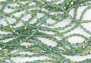 5x3mm Czech Glass Pinch Spacer Beads - Emerald Luster Iris