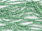 5x3mm Czech Glass Pinch Spacer Beads - Opaque Green Luster