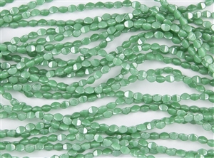 5x3mm Czech Glass Pinch Spacer Beads - Opaque Green Luster