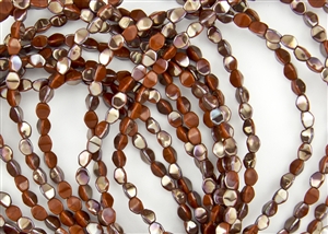 5x3mm Czech Glass Pinch Spacer Beads - Opaque Brown Celsian