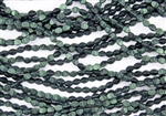 5x3mm Czech Glass Pinch Spacer Beads - Chrome Emerald Green
