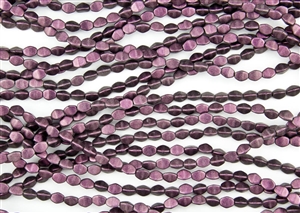 5x3mm Czech Glass Pinch Spacer Beads - Vintage Rose Metallic Suede