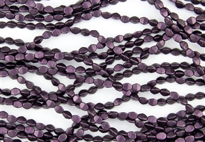 5x3mm Czech Glass Pinch Spacer Beads - Dark Plum Metallic Suede