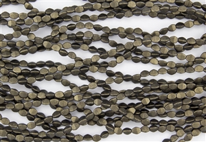 5x3mm Czech Glass Pinch Spacer Beads - Dark Green Metallic Suede