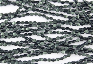 5x3mm Czech Glass Pinch Spacer Beads - Dark Forest Green Metallic Suede