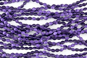 5x3mm Czech Glass Pinch Spacer Beads - Sugar Plum Metallic Suede