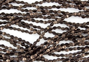 5x3mm Czech Glass Pinch Spacer Beads - Dark Bronze Metallic Matte