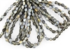 5x3mm Czech Glass Pinch Spacer Beads - Grey Goldish Iris Luster Matte