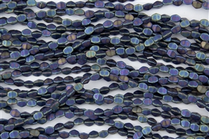 5x3mm Czech Glass Pinch Spacer Beads - Iris Blue Metallic Matte