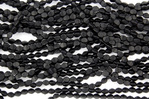 5x3mm Czech Glass Pinch Spacer Beads - Jet Black Matte