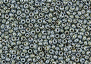 6/0 Czech Seed Beads - Dusty Soft Blue Picasso Luster