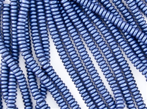 6mm Czech Glass Spacer Beads Rondelles - Blue Metallic Suede