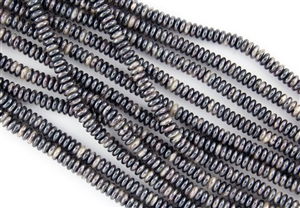 6mm Czech Glass Spacer Beads Rondelles - Black White Beige Luster