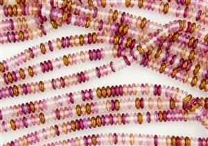 6mm Czech Glass Spacer Beads Rondelles - Fancy Rose Mix