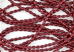 Glass Rice Pearl Beads 6x4mm - Red