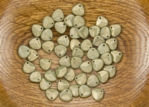 Czech Glass Pressed 8/7mm Rose Petals - Celadon Halo Ethereal