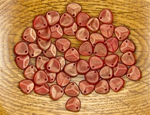 Czech Glass Pressed 8/7mm Rose Petals - Cardinal Red Halo