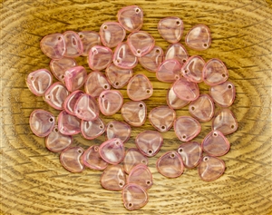 Czech Glass Pressed 8/7mm Rose Petals - Milky Pink