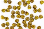 Czech Glass Pressed 8/7mm Rose Petals -  Opaque Yellow Copper Picasso