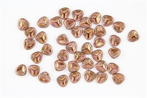 Czech Glass Pressed 8/7mm Rose Petals - Rose Gold Topaz Luster