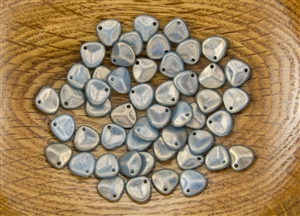 Czech Glass Pressed 8/7mm Rose Petals - Shadows Blue Halo Ethereal