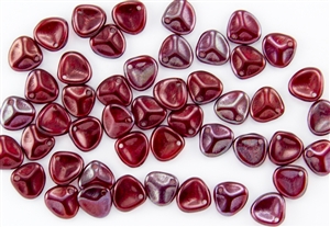 Czech Glass Pressed 8/7mm Rose Petals - Siam Ruby Vega