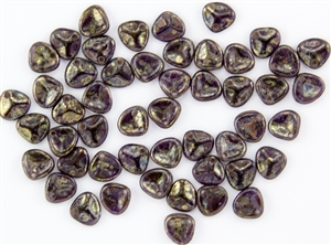 Czech Glass Pressed 8/7mm Rose Petals - Tanzanite Bronze Picasso