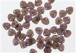 Czech Glass Pressed 8/7mm Rose Petals - Tanzanite Copper Picasso Matte