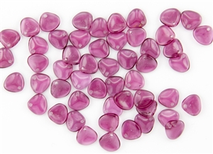 Czech Glass Pressed 8/7mm Rose Petals - Transparent Fuchsia Pink