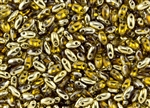 Rizo 2.5 x 6mm Czech Glass Long Rice Drop Beads - Topaz 1/2 Gold Coat RZ213