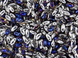 Rizo 2.5 x 6mm Czech Glass Long Rice Drop Beads - Crystal Bermuda RZ223
