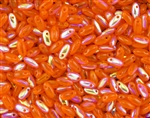 Rizo 2.5 x 6mm Czech Glass Long Rice Drop Beads - Orange Opal AB RZ227