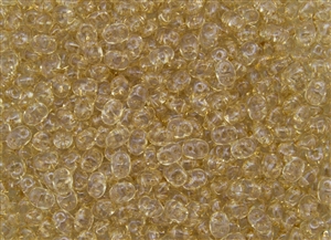 SuperDuo 2/5mm Two Hole Czech Glass Seed Beads - Crystal Champagne Luster SD724