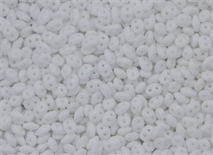 SuperDuo 2/5mm Two Hole Czech Glass Seed Beads - Opaque White SD727