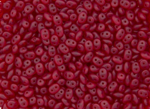 SuperDuo 2/5mm Two Hole Czech Glass Seed Beads - Transparent Ruby Matte SD728