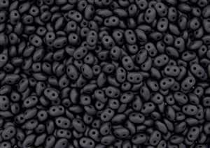 SuperDuo 2/5mm Two Hole Czech Glass Seed Beads - Jet Black Matte SD729