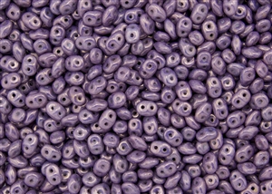 SuperDuo 2/5mm Two Hole Czech Glass Seed Beads - Opaque Marbled Lilac Vega SD736