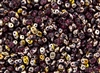 SuperDuo 2/5mm Two Hole Czech Glass Seed Beads - Amethyst Apollo Gold SD741